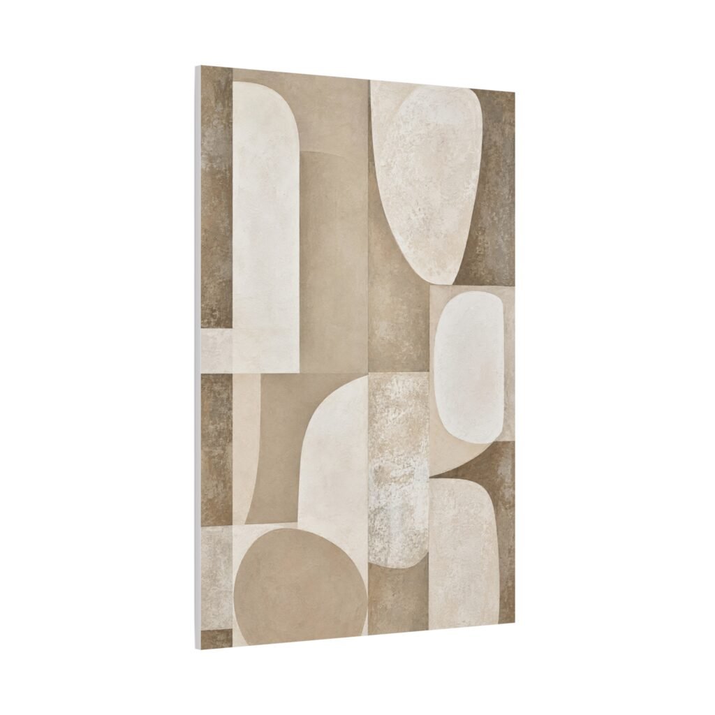 Neutral Abstract Geometric Canvas Print — Beige Modern Wall Art, Matte Stretched 1.25"