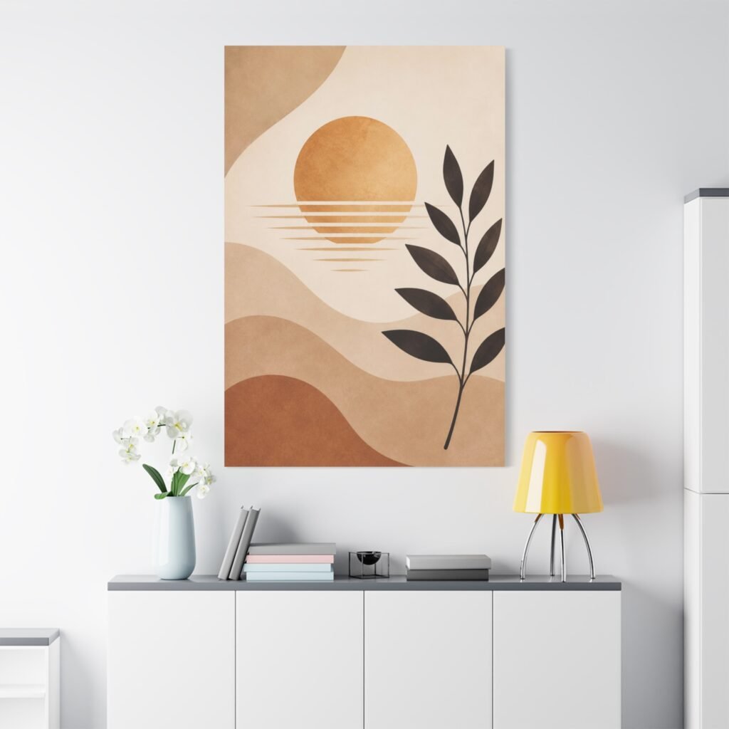 Abstract Earth Tone Sunset Canvas — Minimal Botanical Wall Art