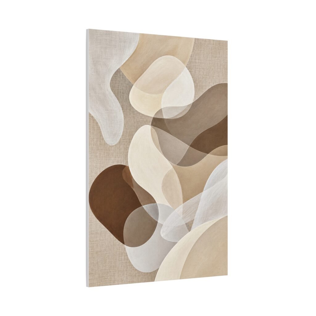 Abstract Neutral Tones Canvas Wall Art - Organic Shapes Matte Stretched Print