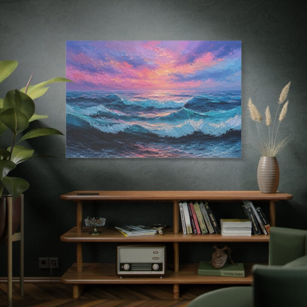 Ocean Sunset Canvas Print — Seascape Matte Stretched Wall Art
