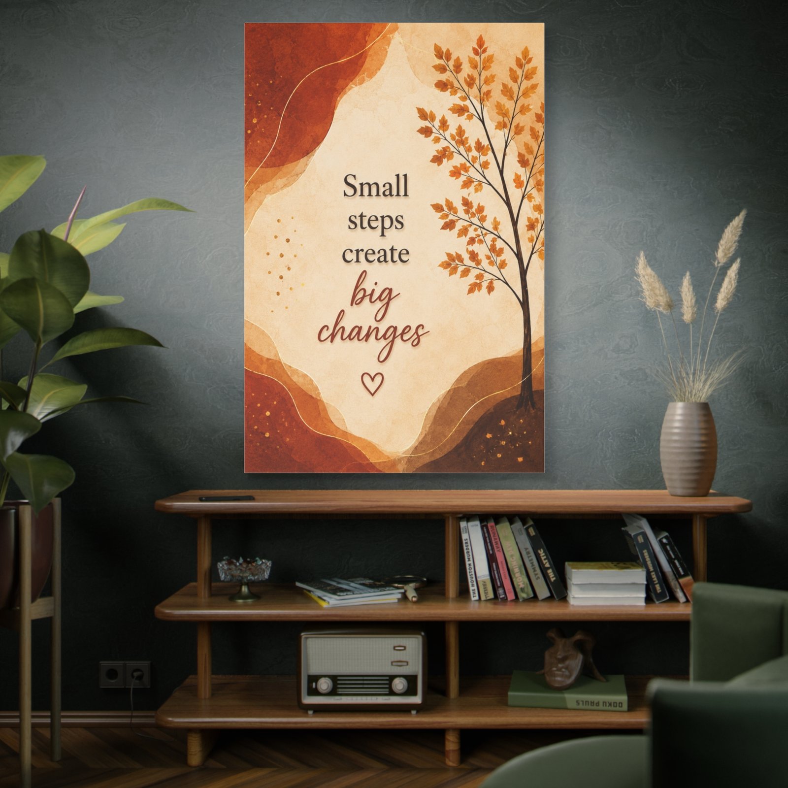 Canvas Wall Art — "Small Steps Create Big Changes" Inspirational Quote, Autumn Tree - Image 5