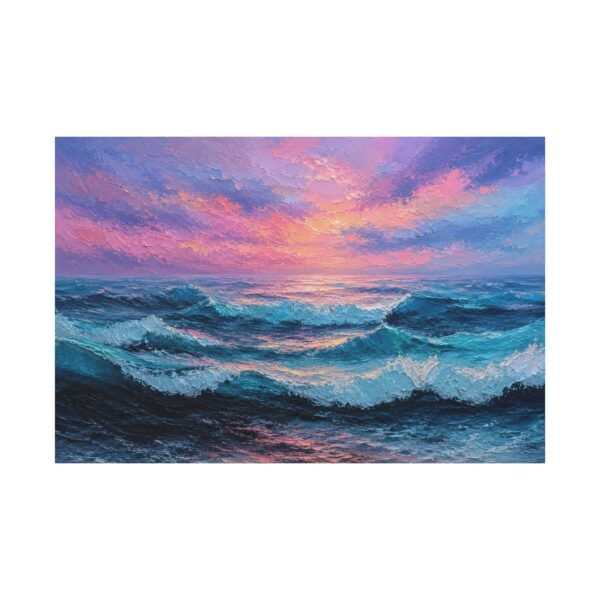 Ocean Sunset Canvas Print — Seascape Matte Stretched Wall Art - Image 1