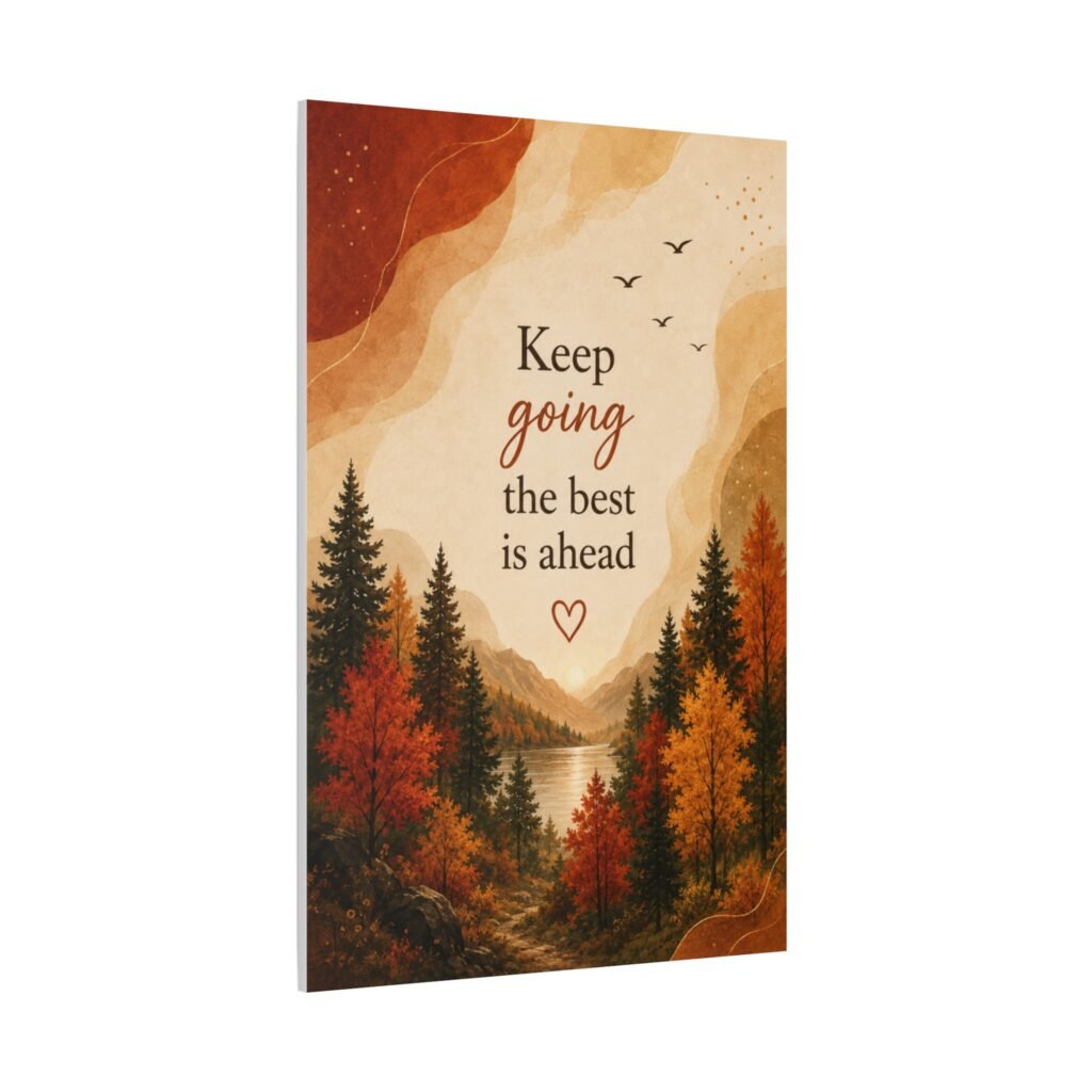 Canvas Wall Art - "Keep Going the Best Is Ahead" Autumn Landscape