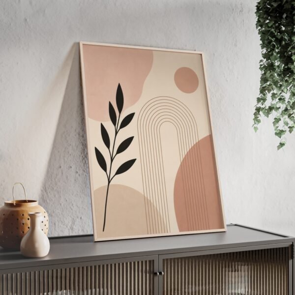 Abstract Boho Arch Poster with Wooden Frame — Minimalist Earth-Tone Wall Art - Image 2
