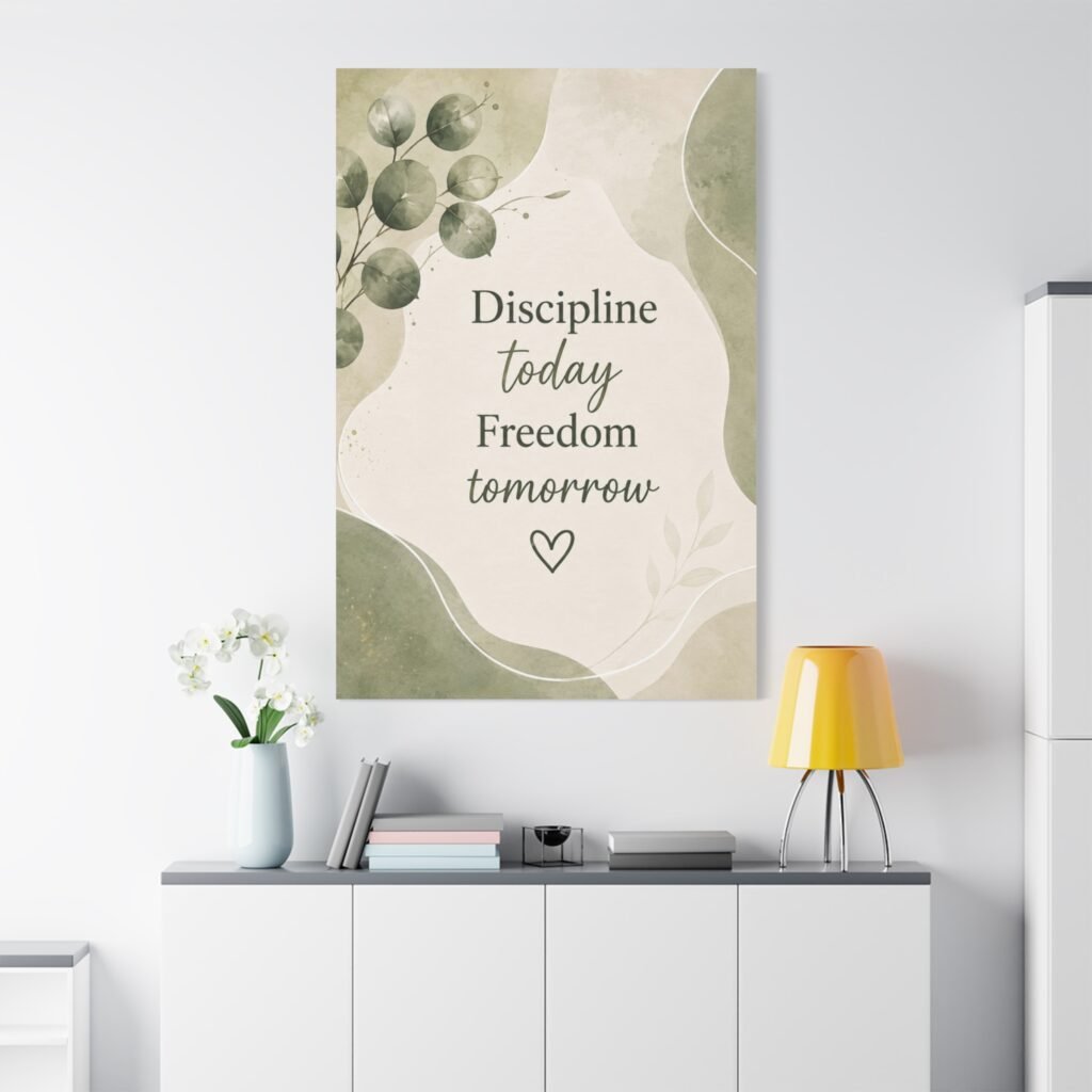 Discipline Today Freedom Tomorrow – Inspirational Matte Canvas Wall Art