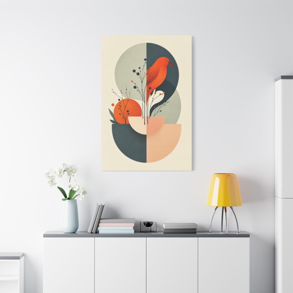 Abstract Botanical Canvas Wall Art — Modern Mid-Century Plant Print