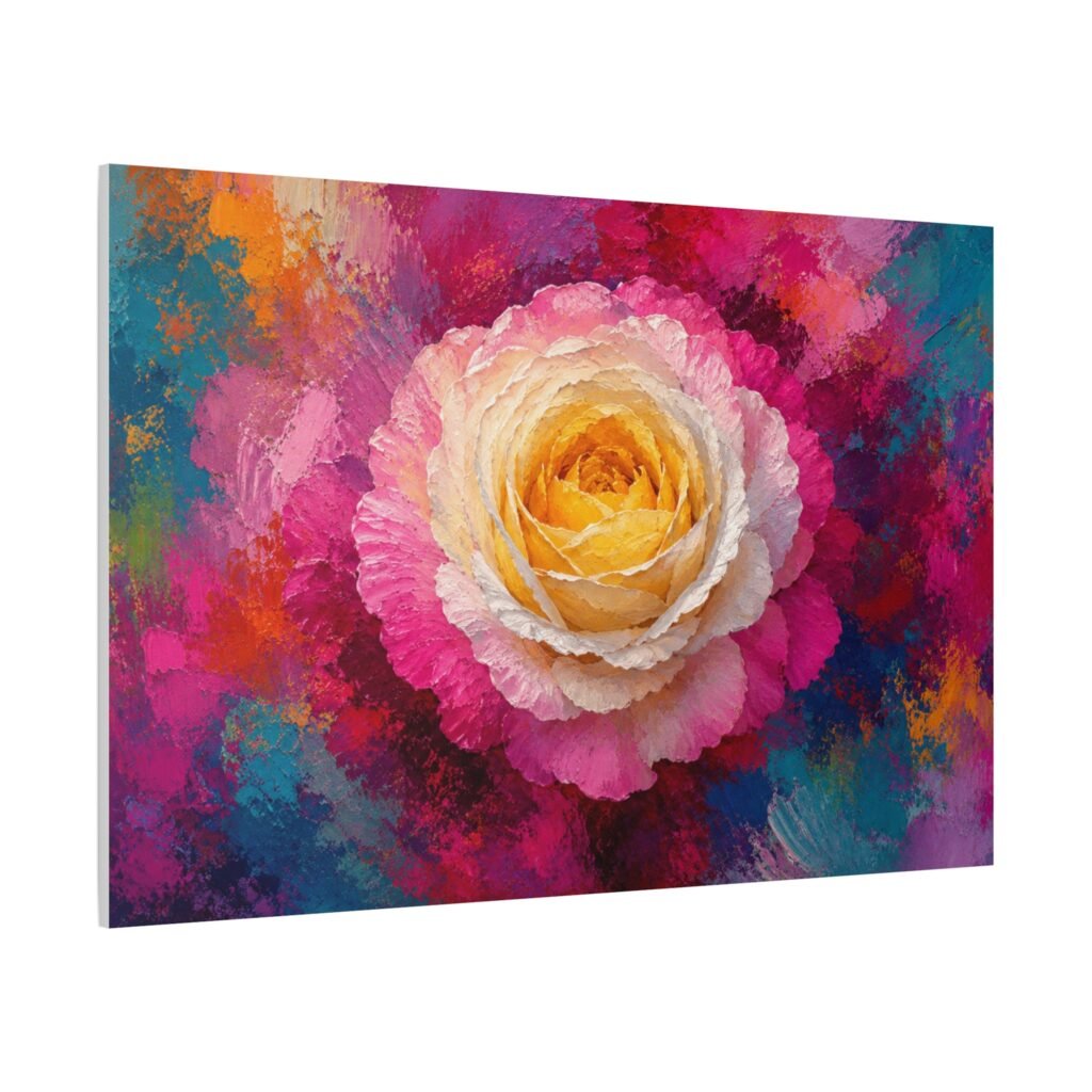 Vibrant Rose Floral Canvas Wall Art — Colorful Stretched Matte Print