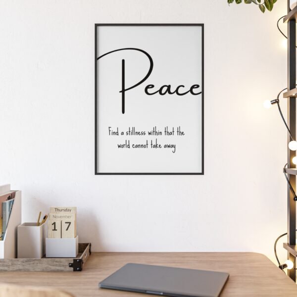 Peace Wooden Frame Poster — Minimalist Inspirational Wall Art with Quote - Image 2