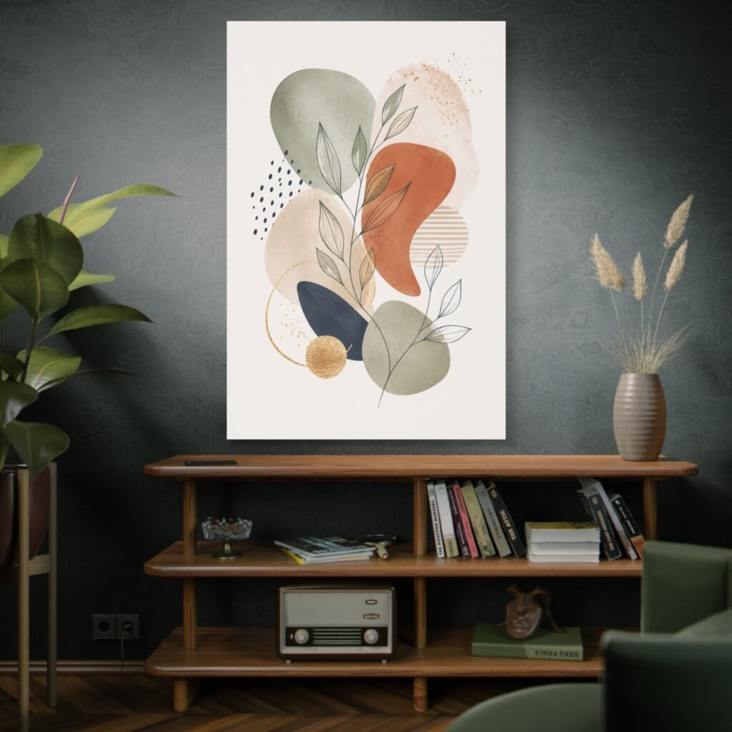 Abstract Botanical Canvas Wall Art – Earth Tones Matte Stretched Print
