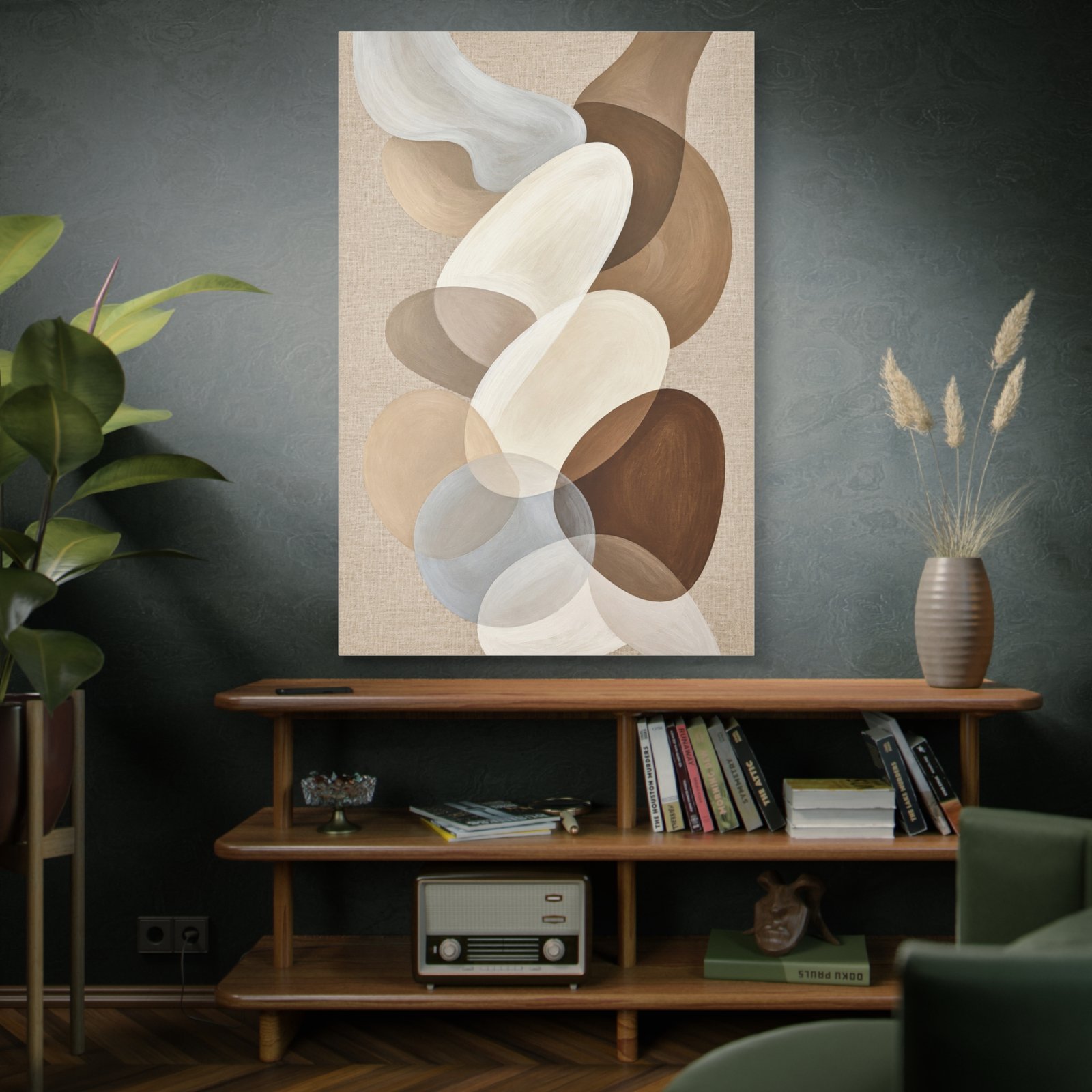Neutral Abstract Canvas Wall Art – Earth Tone Organic Shapes, Stretched Matte Canvas - Image 5