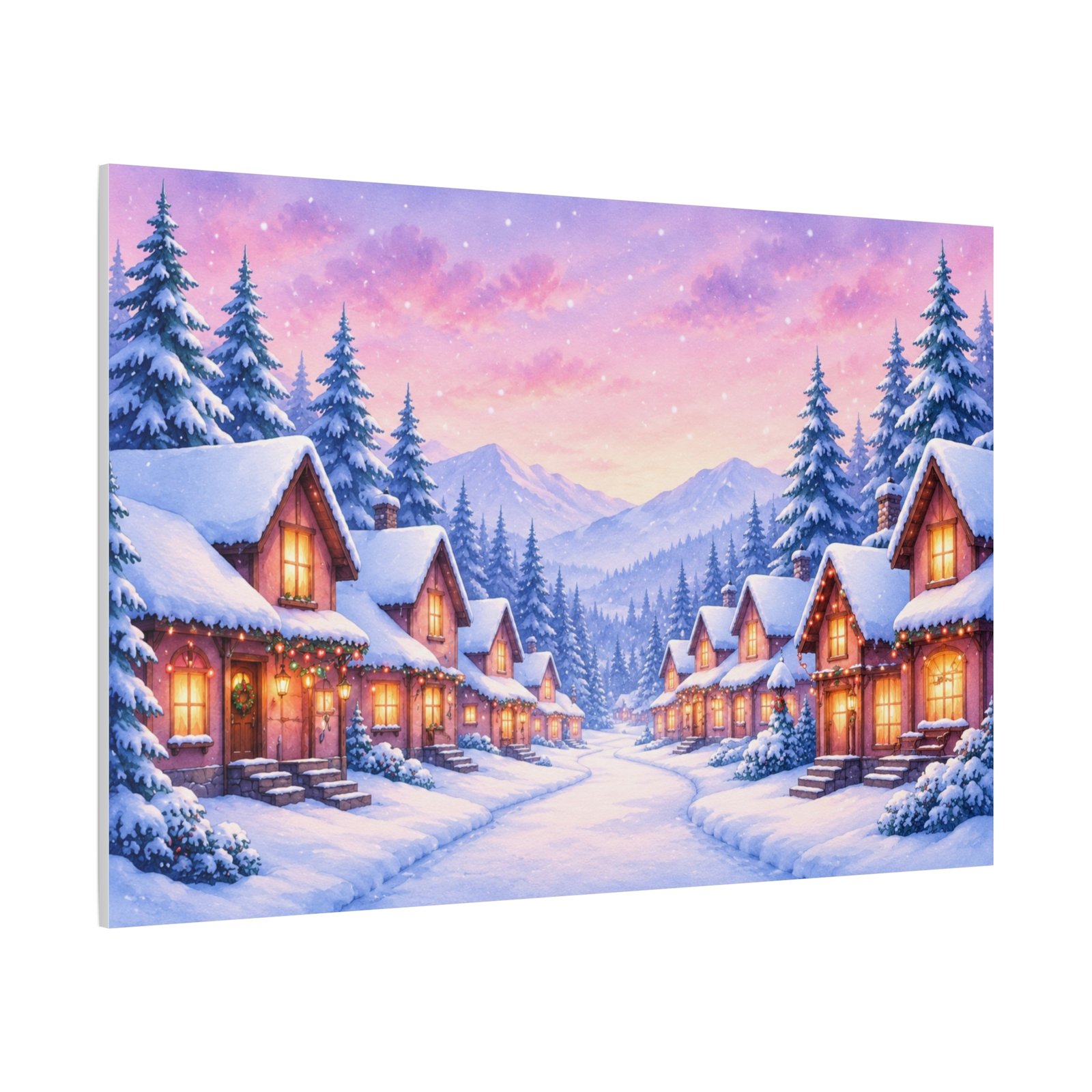 Winter Village Canvas Print — Snowy Cabin Holiday Wall Art - Image 2