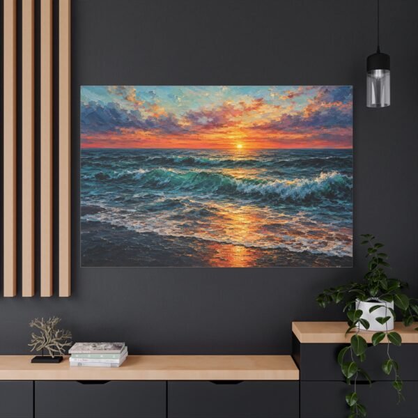 Sunset Ocean Canvas Print — Vibrant Seascape Matte Stretched Wall Art - Image 4
