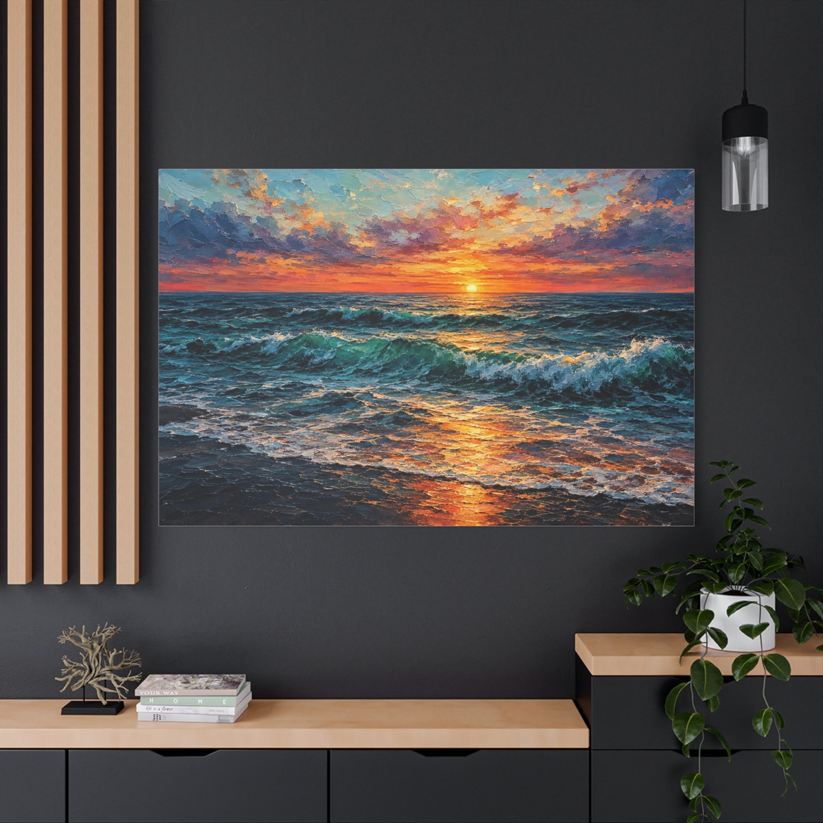Sunset Ocean Canvas Print — Vibrant Seascape Matte Stretched Wall Art - Image 4