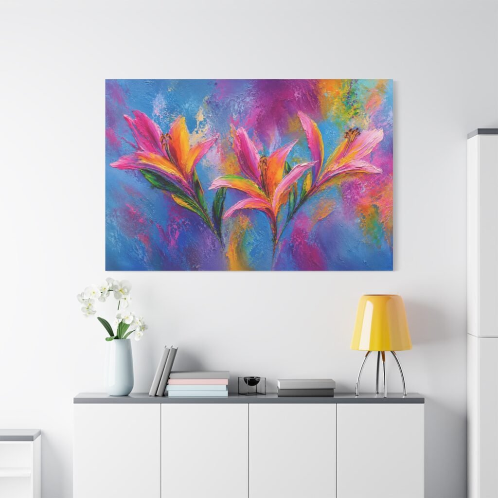 Vibrant Tropical Blossoms Matte Canvas Print