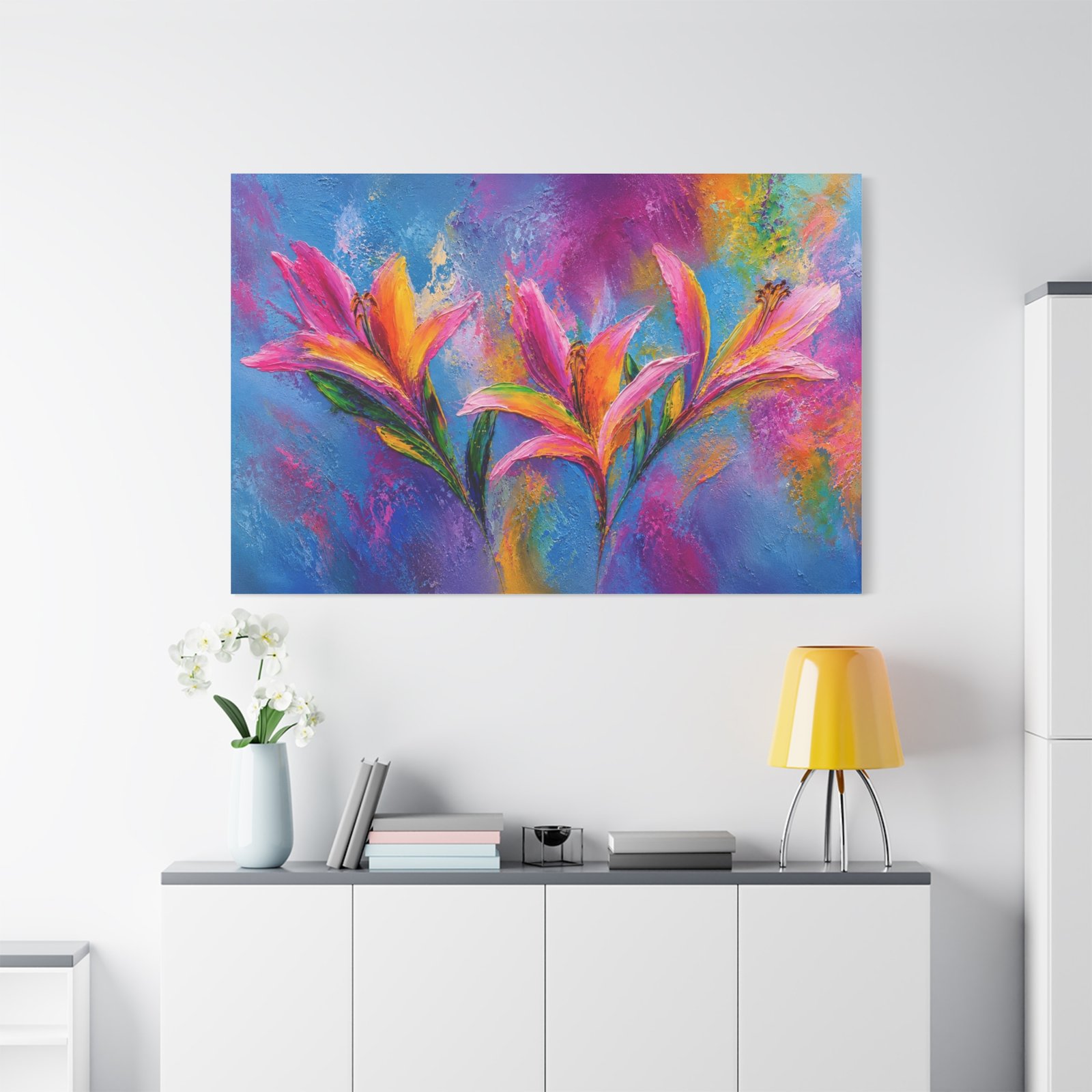 Vibrant Tropical Blossoms Matte Canvas Print - Image 1
