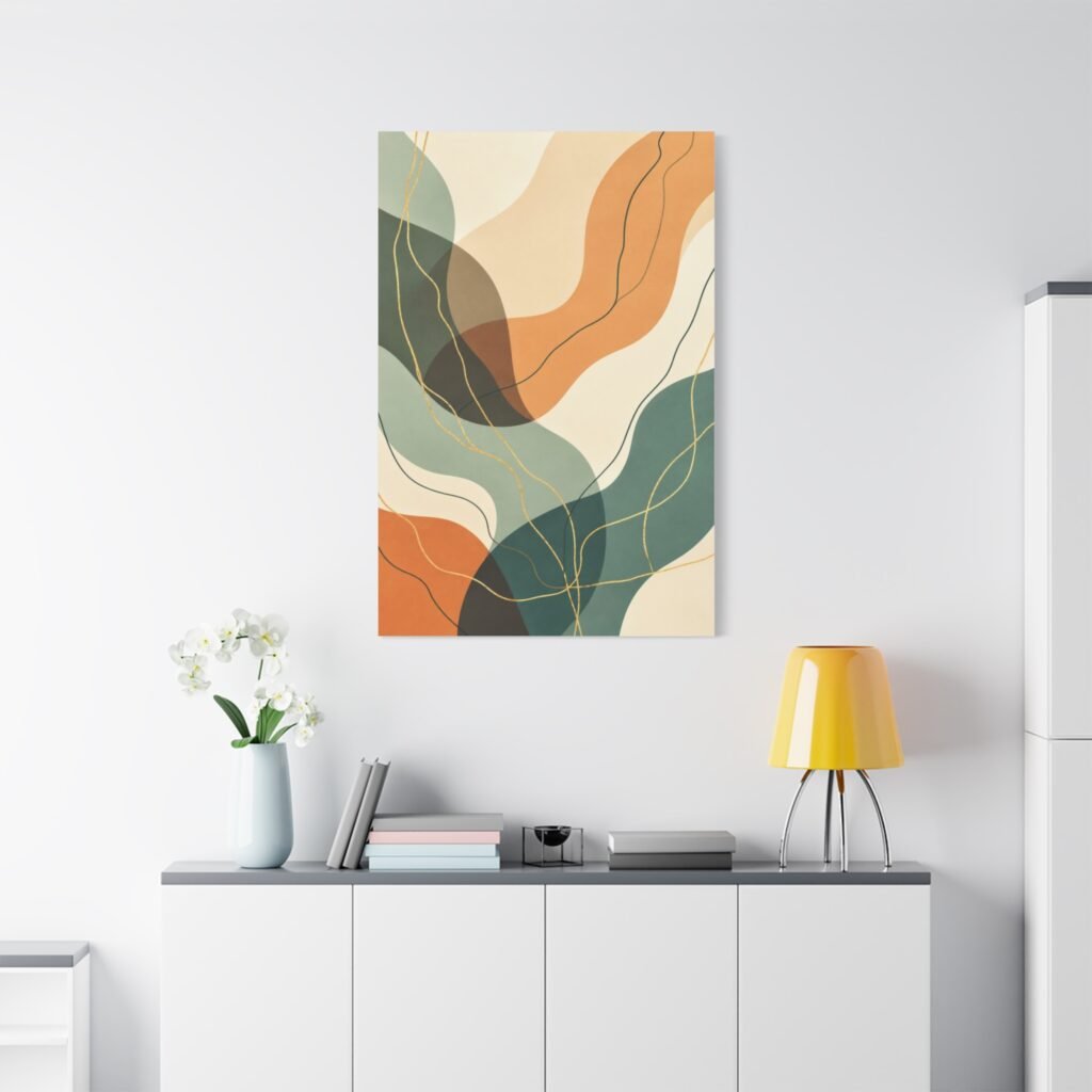 Abstract Organic Shapes Matte Canvas Wall Art — Earth Tone Mid-Century Modern Print