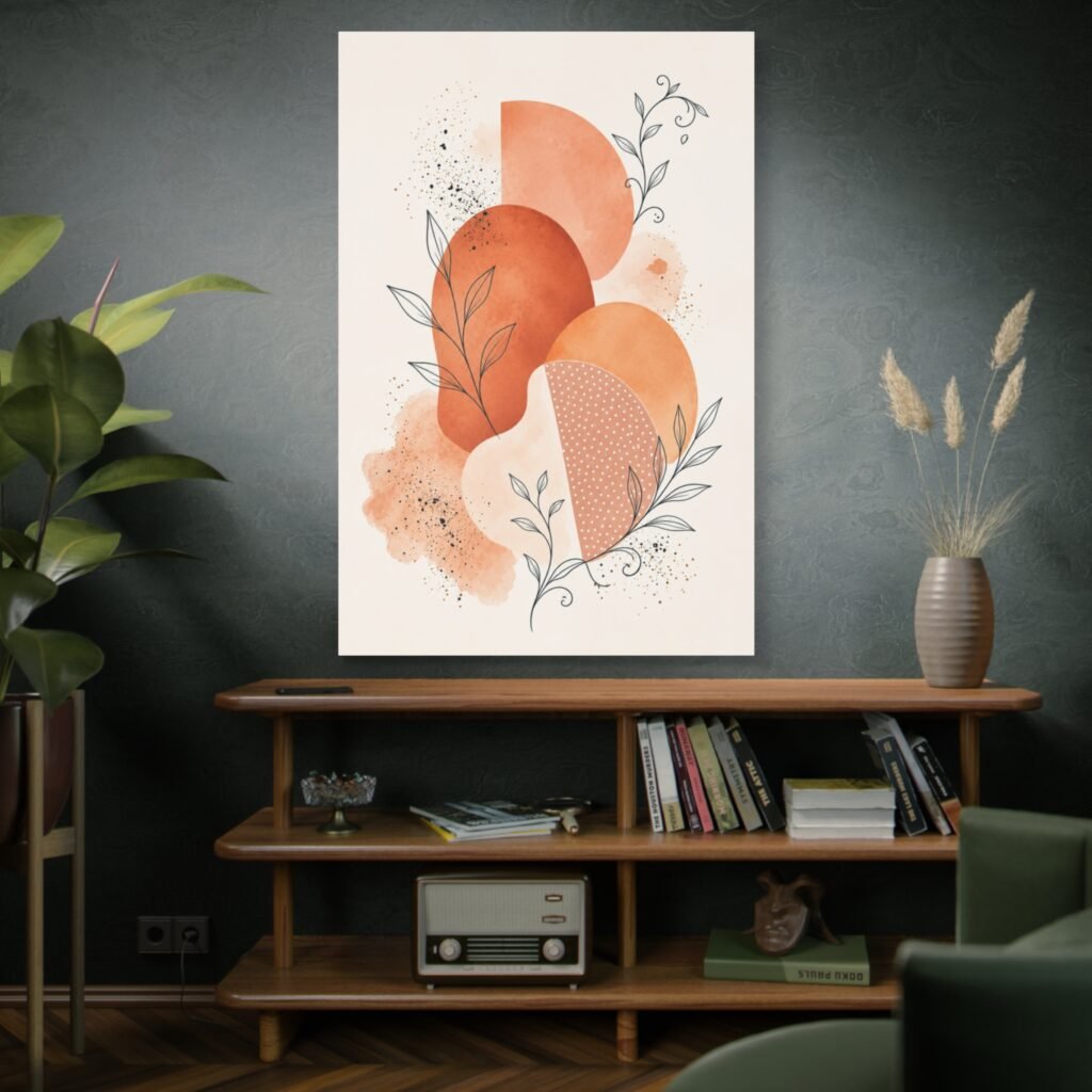 Abstract Terracotta Shapes Canvas Art - Modern Botanical Wall Decor