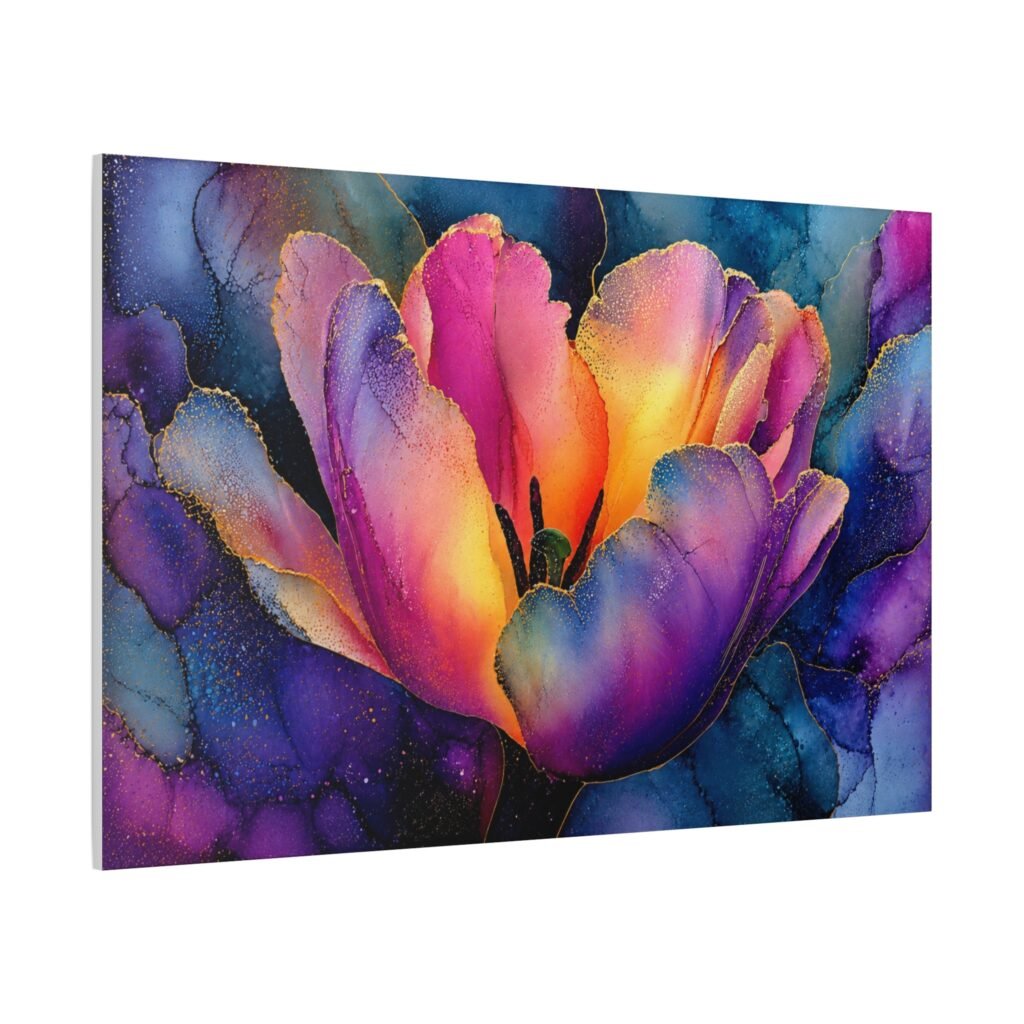 Vibrant Glowing Flower wallArt - Stretched Matte Floral Canvas Print