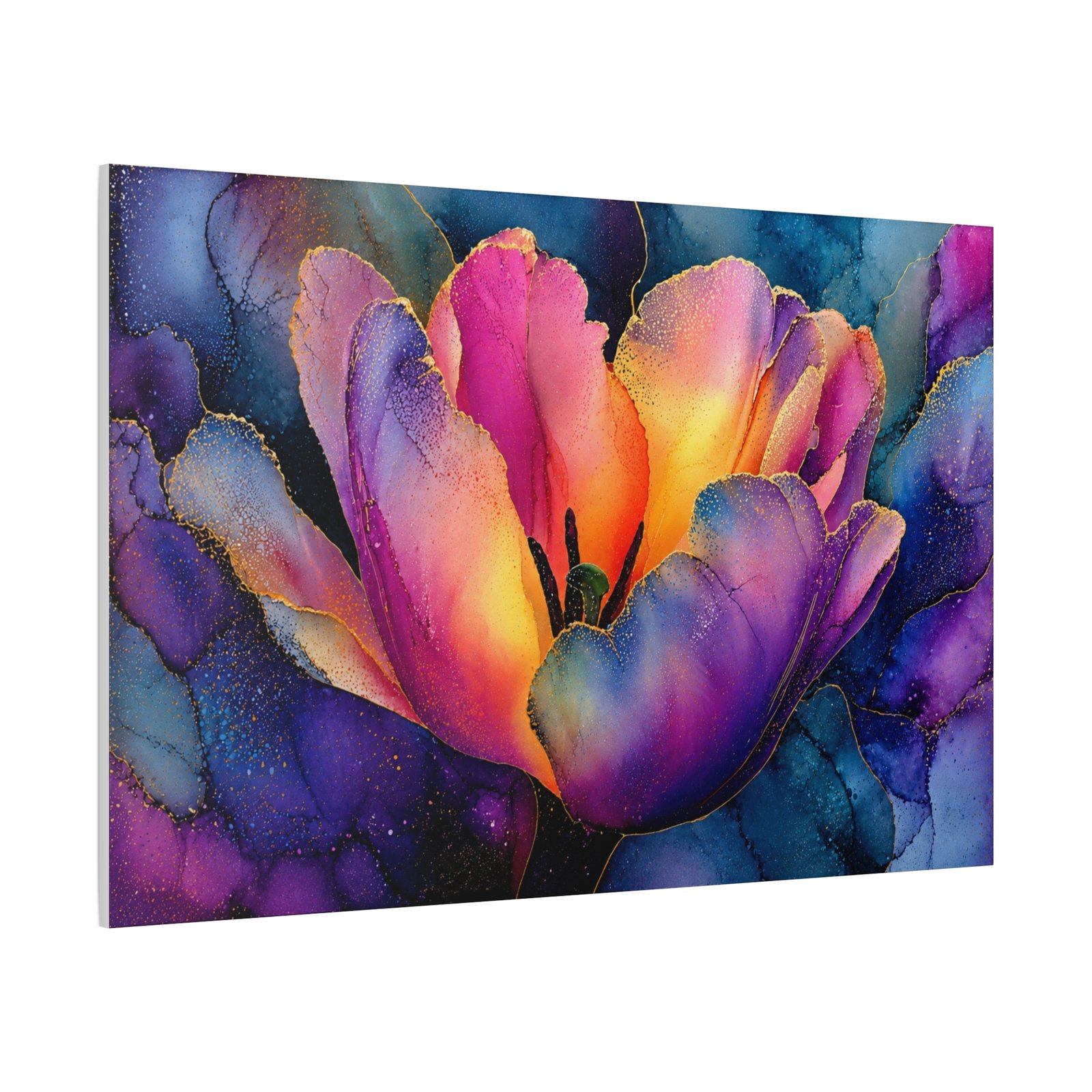 Vibrant Glowing Flower wallArt - Stretched Matte Floral Canvas Print - Image 3