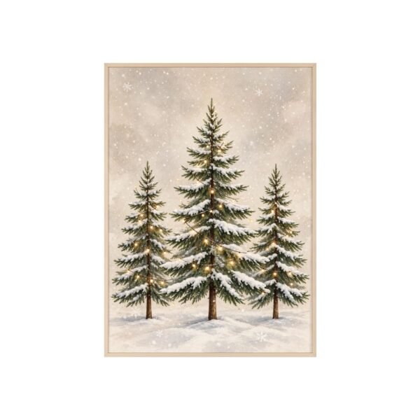 Framed Winter Pines Poster — Snowy Christmas Tree Wall Art - Image 1