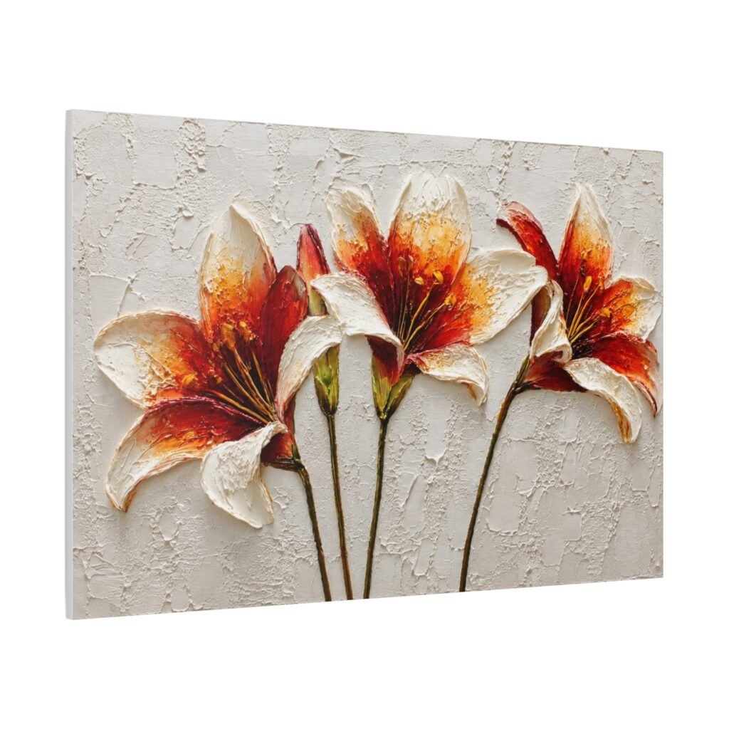 Orange Lily Floral Matte Canvas Wall Art, Stretched 1.25"