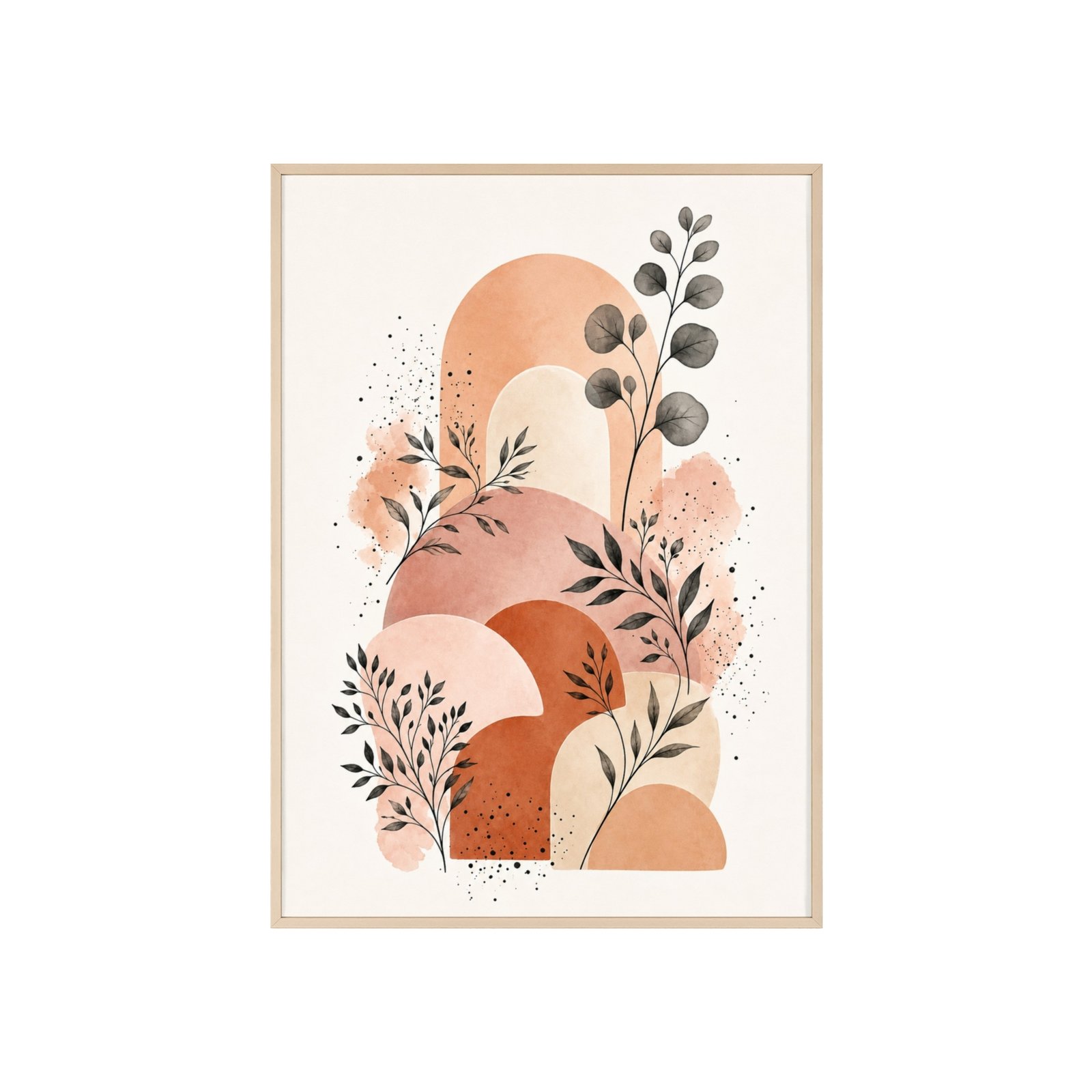 Boho Abstract Poster with Wooden Frame — Terracotta Arch Wall Art - Image 1
