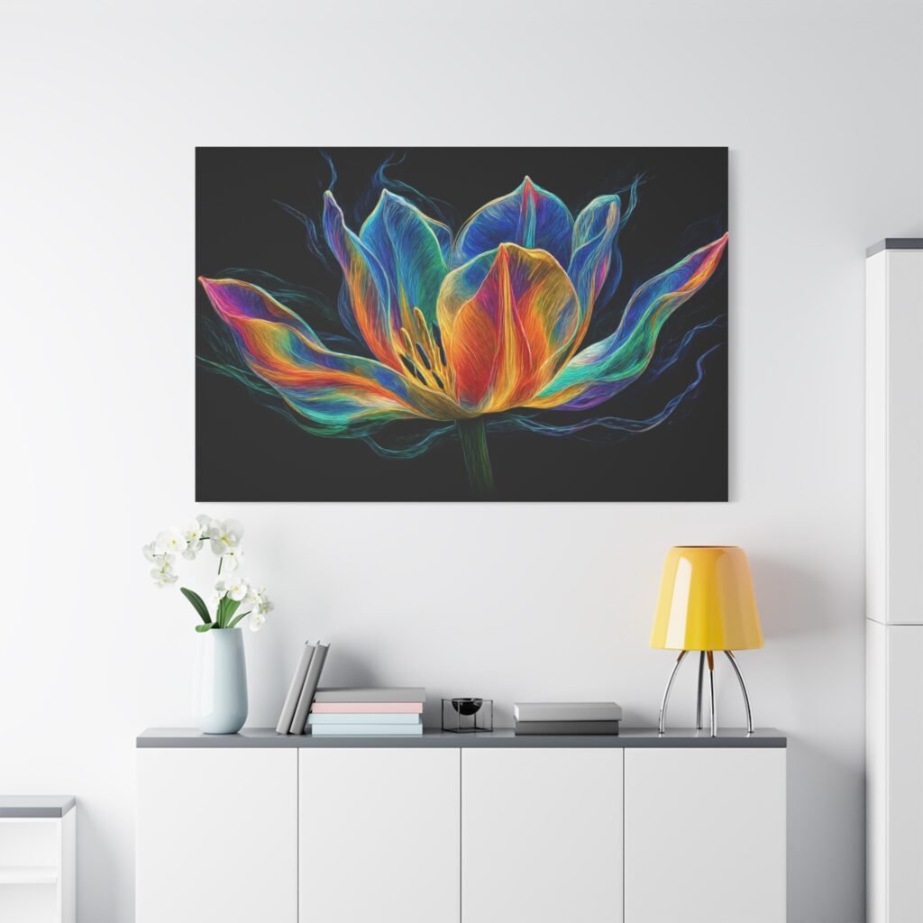 Rainbow Lotus Canvas Art — Vibrant Floral Wall Decor