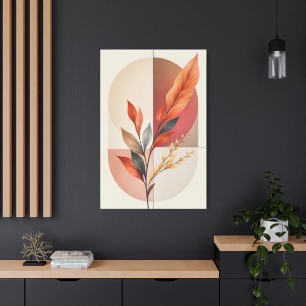 Botanical Abstract Canvas Art - Warm Earth Tones Stretched Print - Image 4