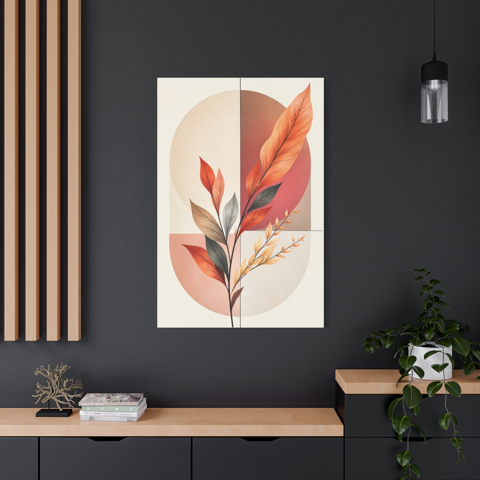 Botanical Abstract Canvas Art - Warm Earth Tones Stretched Print - Image 4