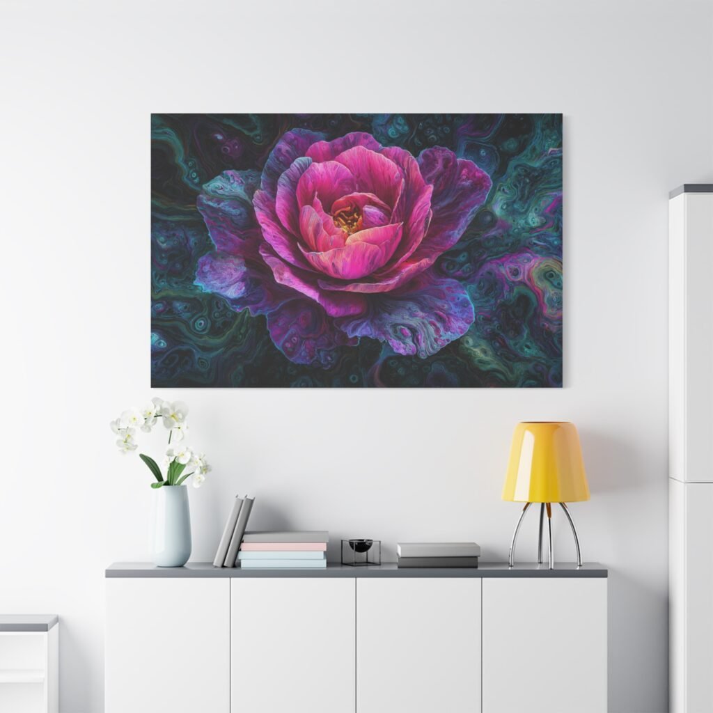 Floral Galaxy Canvas — Pink Peony Matte Stretched Wall Art