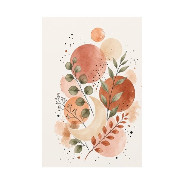 Boho Moon & Foliage Matte Canvas Wall Art - Image 2