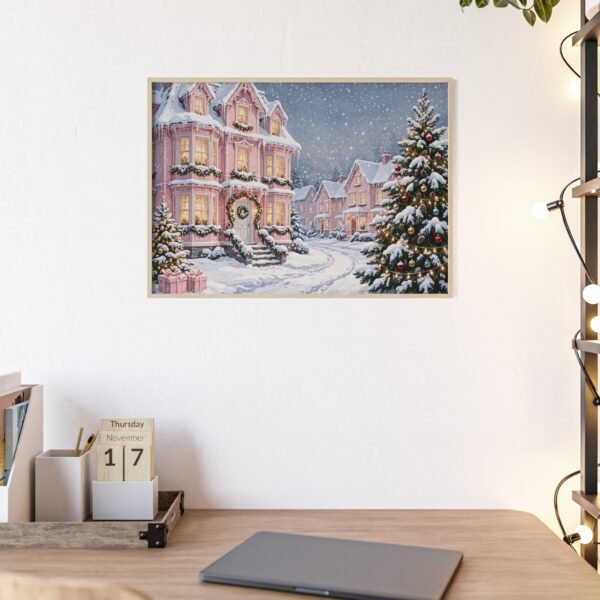 Christmas Winter Village Poster with Wooden Frame - Image 2