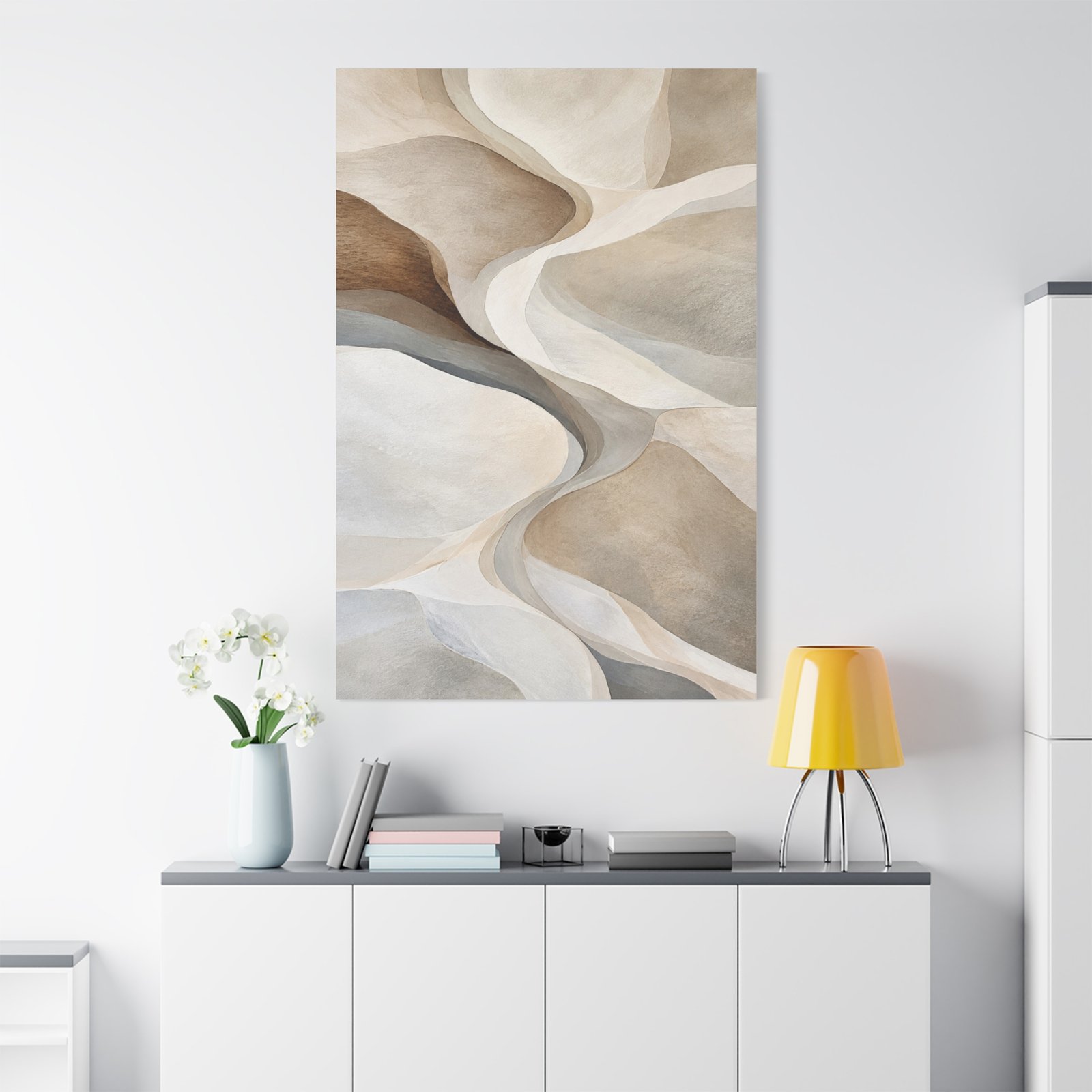 Abstract Neutral Tones Canvas Wall Art — Matte Stretched 1.25" - Image 1
