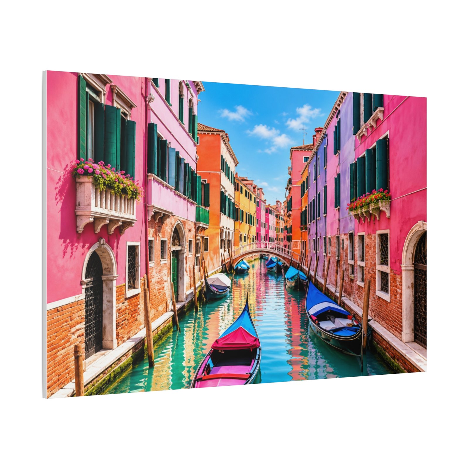 Venetian Canal Matte Canvas Wall Art — Colorful Venice Boat Print, Stretched 1.25" - Image 2