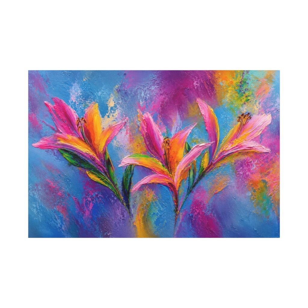 Vibrant Tropical Blossoms Matte Canvas Print