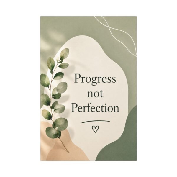 Progress Not Perfection Canvas Wall Art — Motivational Botanical Quote Print - Image 2