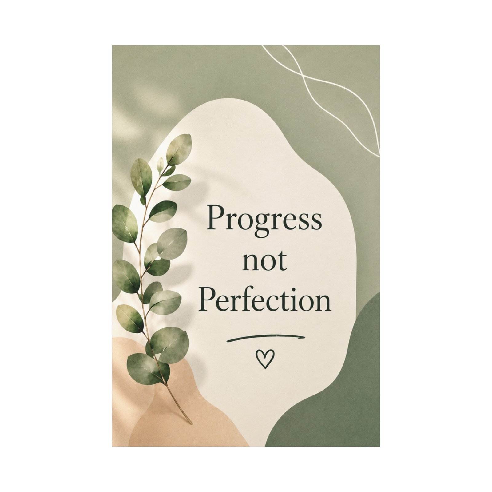 Progress Not Perfection Canvas Wall Art — Motivational Botanical Quote Print - Image 2