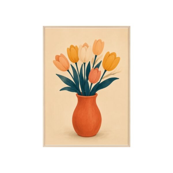 Floral Tulip Vase Poster — Framed Wall Art Print - Image 1