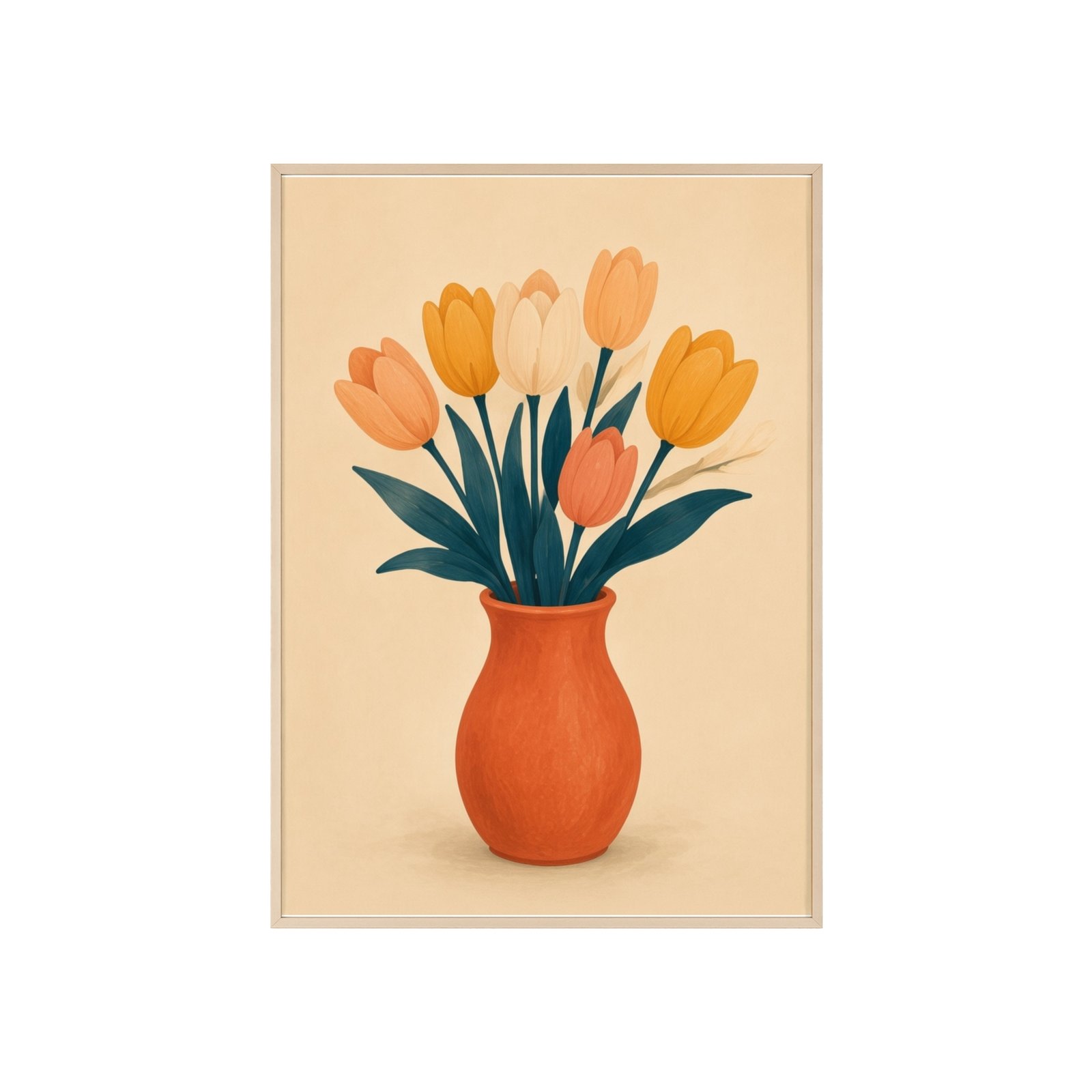 Floral Tulip Vase Poster — Framed Wall Art Print - Image 1