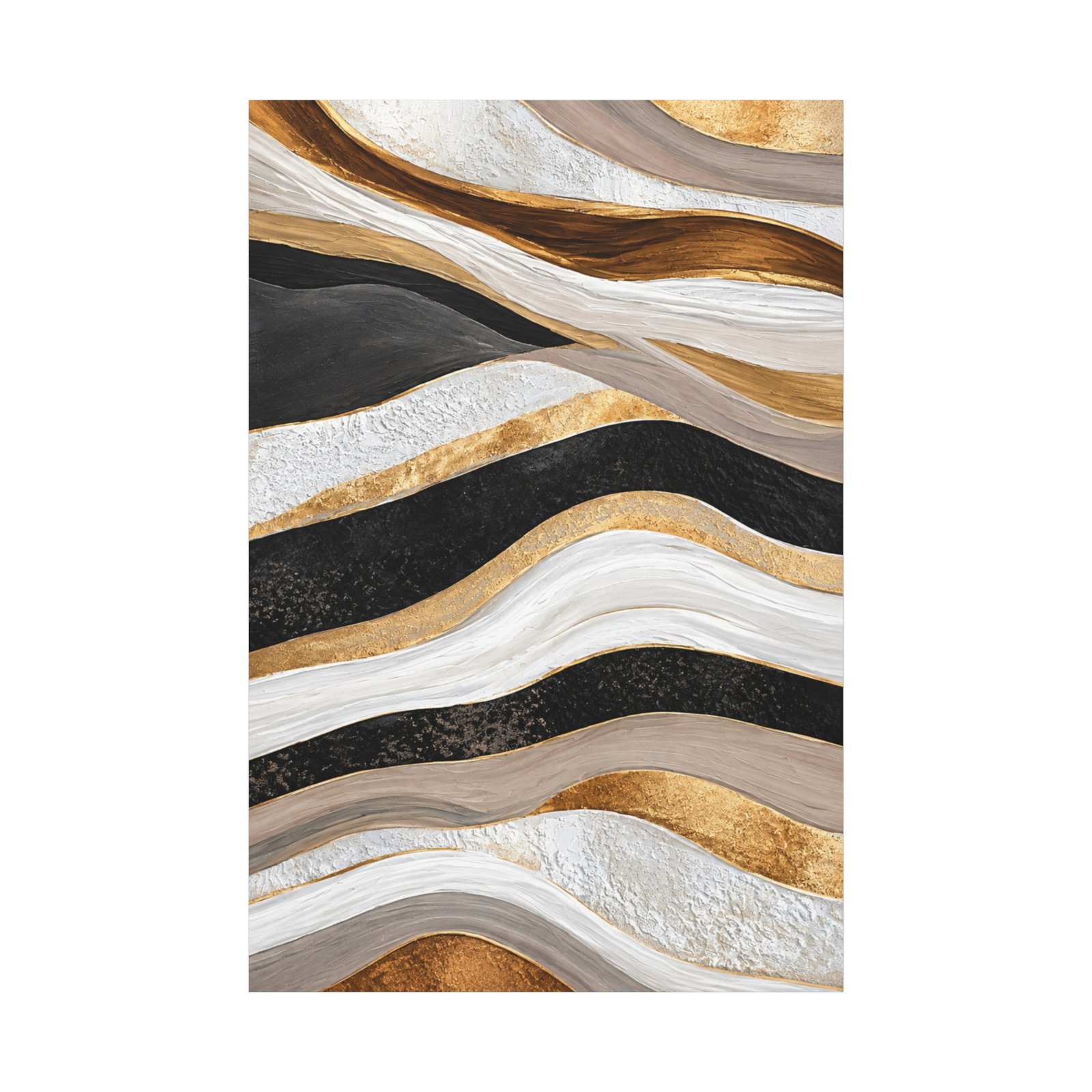 Abstract Gold & Black Wave Matte Canvas Art – Stretched 1.25" - Image 2