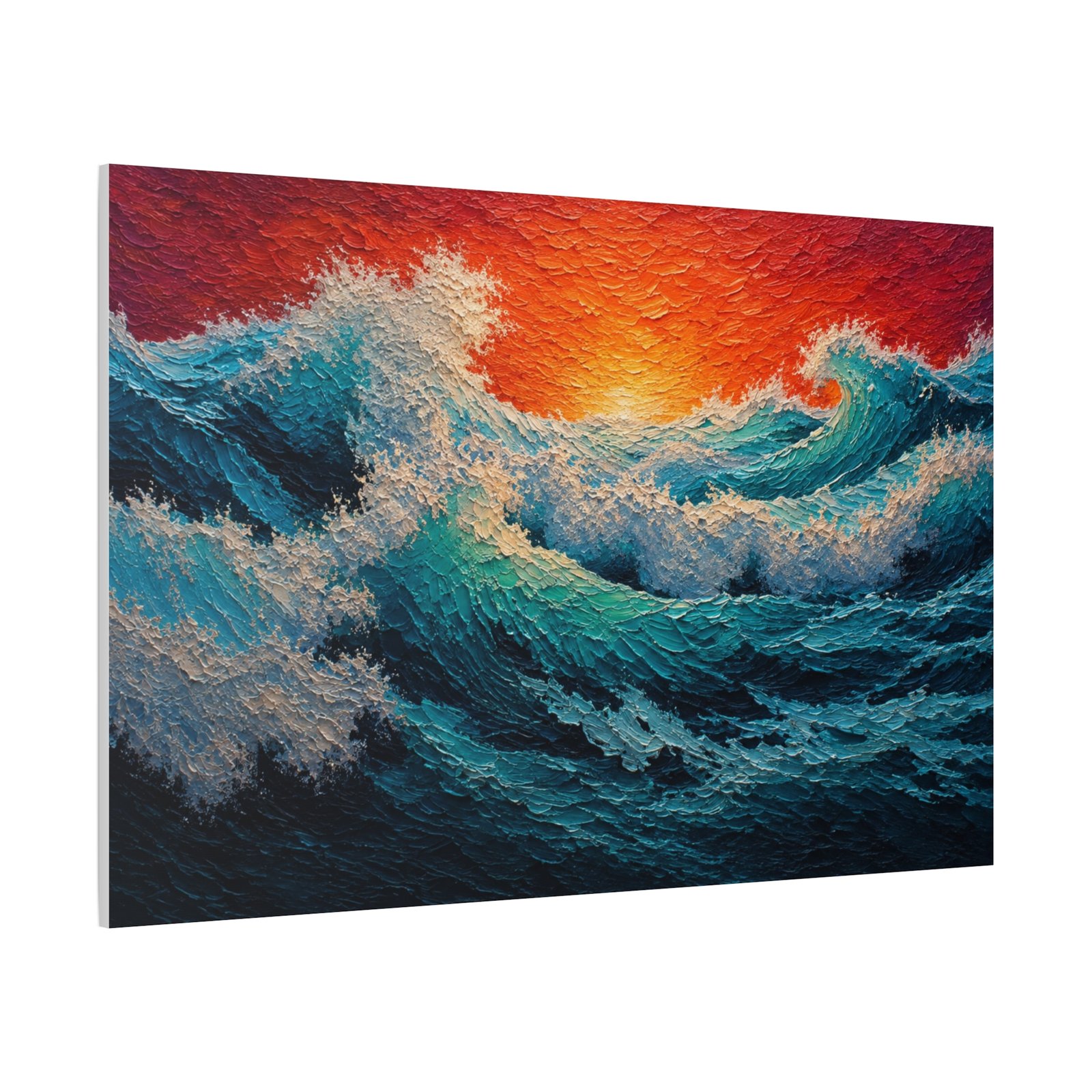 Sunset Ocean Waves Matte Canvas Wall Art (Stretched) - Image 2