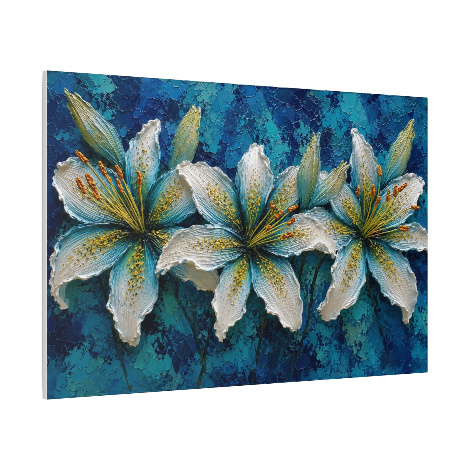 Blue Lily Floral Matte Canvas Wall Art - Stretched 1.25" - Image 3