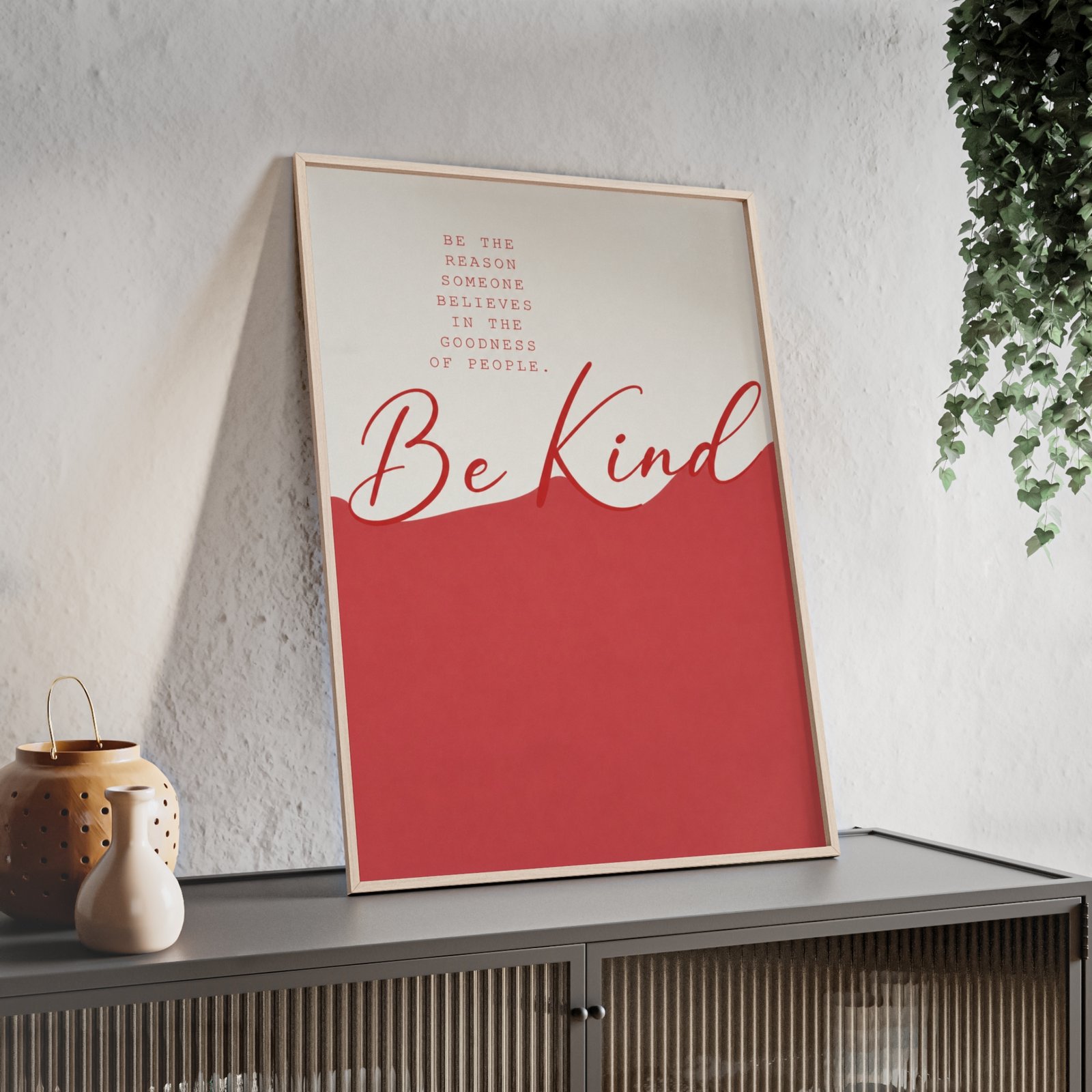 Be Kind Inspirational Poster with Wooden Frame — Motivational Wall Art - Image 3