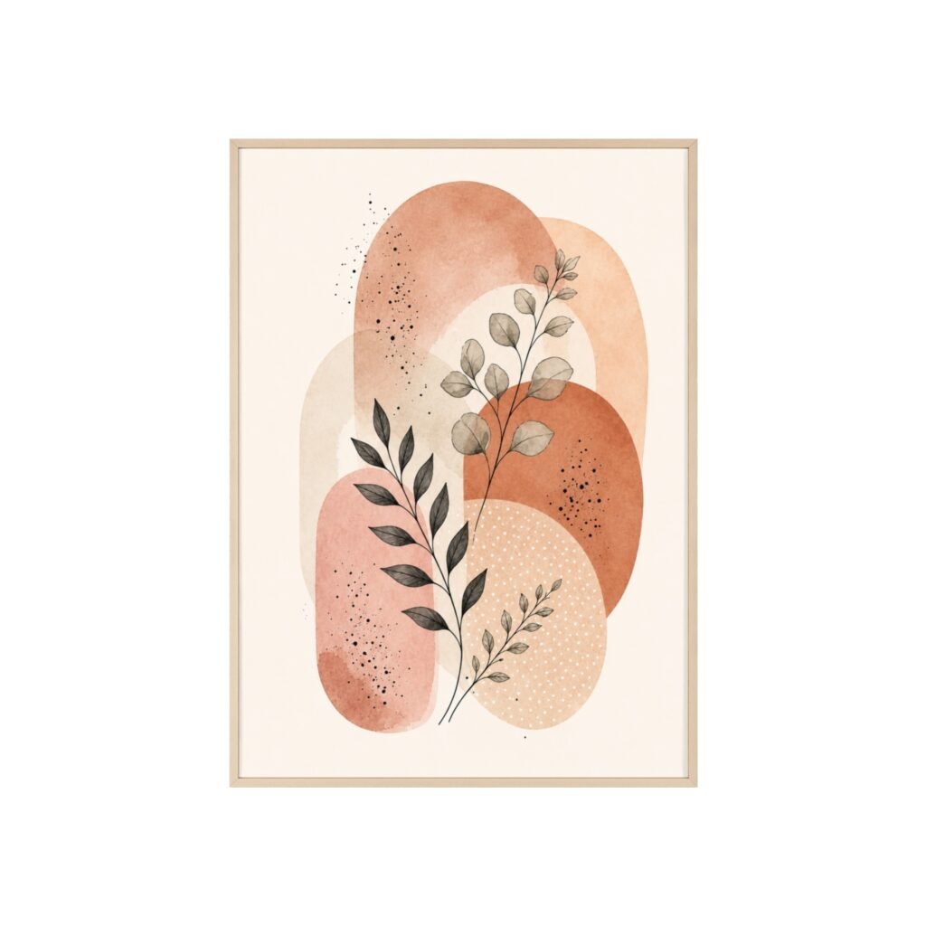 Boho Abstract Print — Framed Poster with Wooden Frame