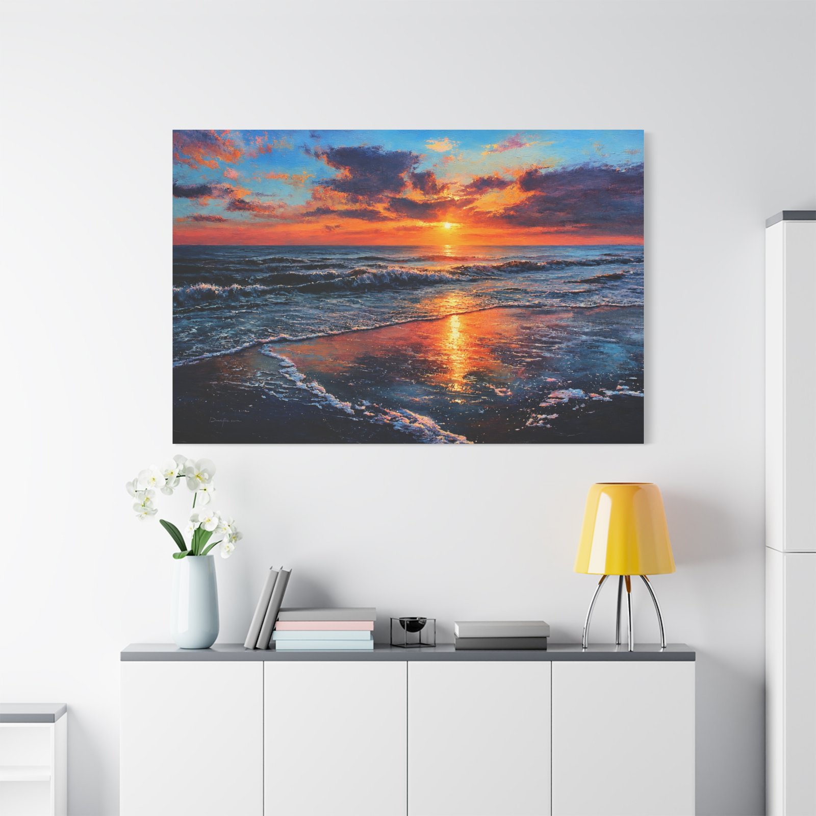 Sunset Beach Canvas Print — Stretched Matte Seascape Wall Art - Image 3