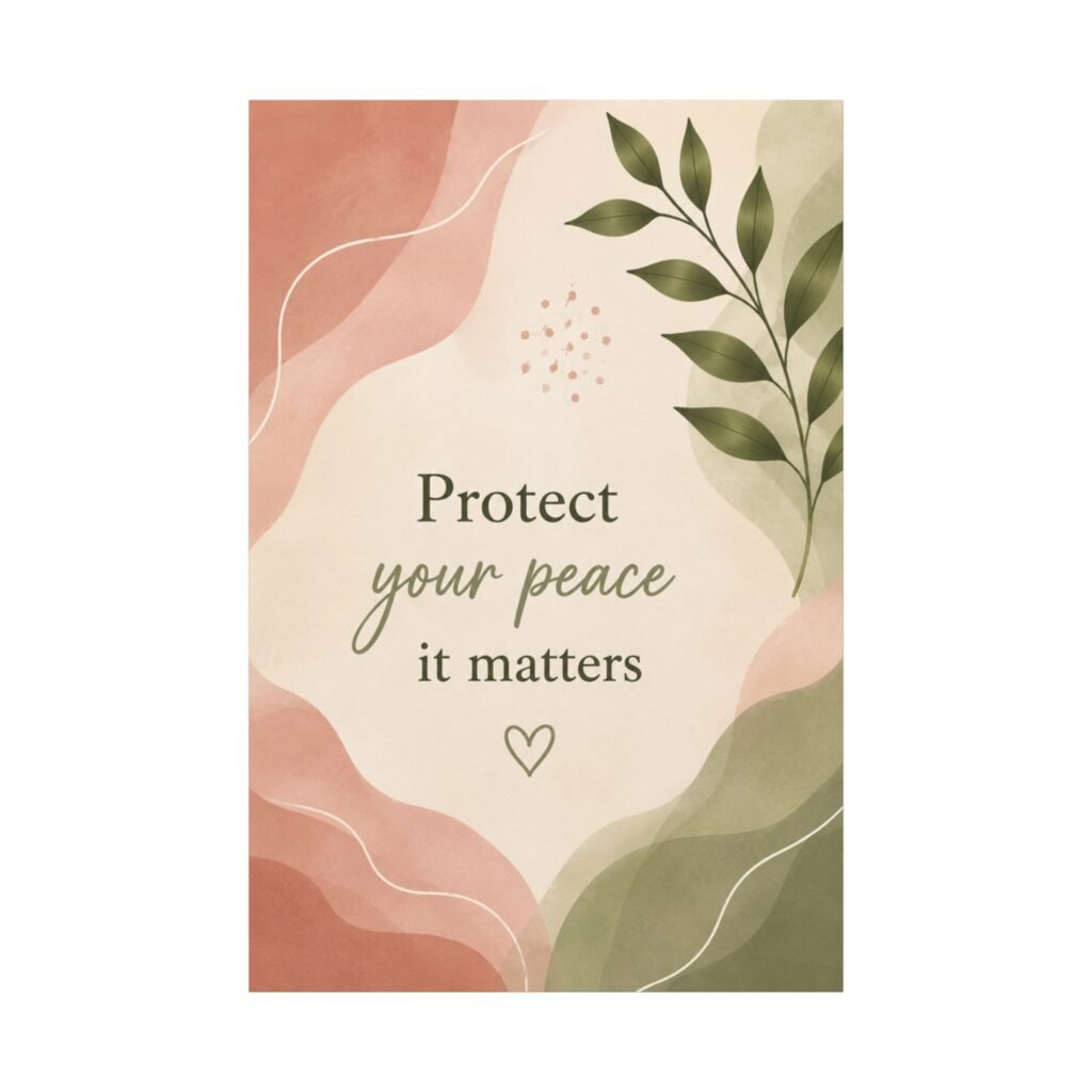 Protect Your Peace Canvas Wall Art — Inspirational Quote Matte Stretched Canvas