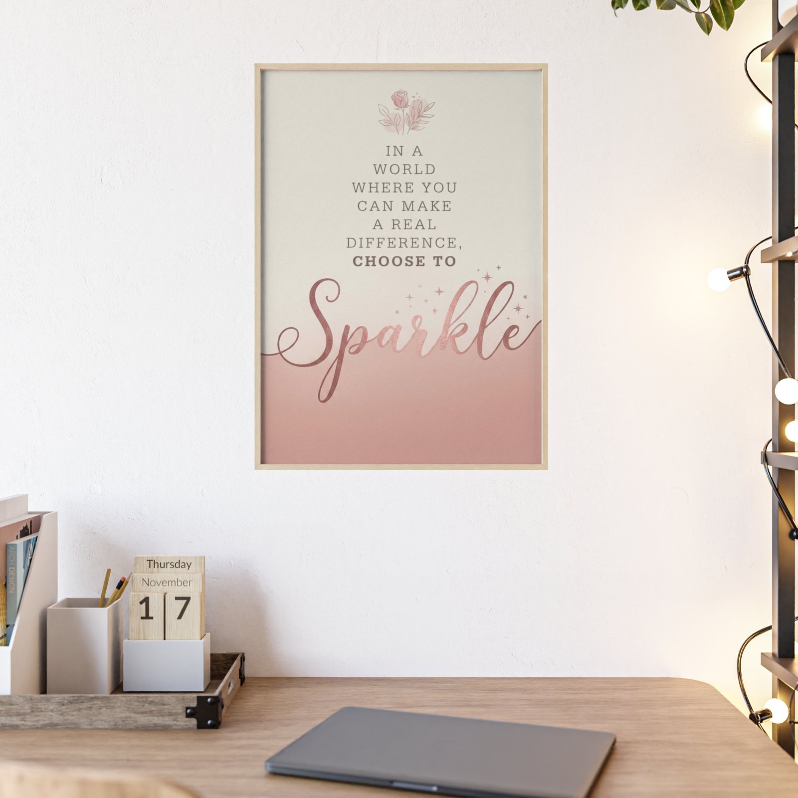 Sparkle Inspirational Poster with Wooden Frame — "Choose to Sparkle" Wall Art - Image 3