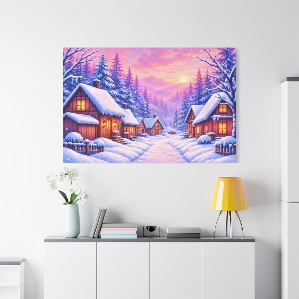 Cozy Winter Cabin Matte Canvas Wall Art — Stretched 1.25"