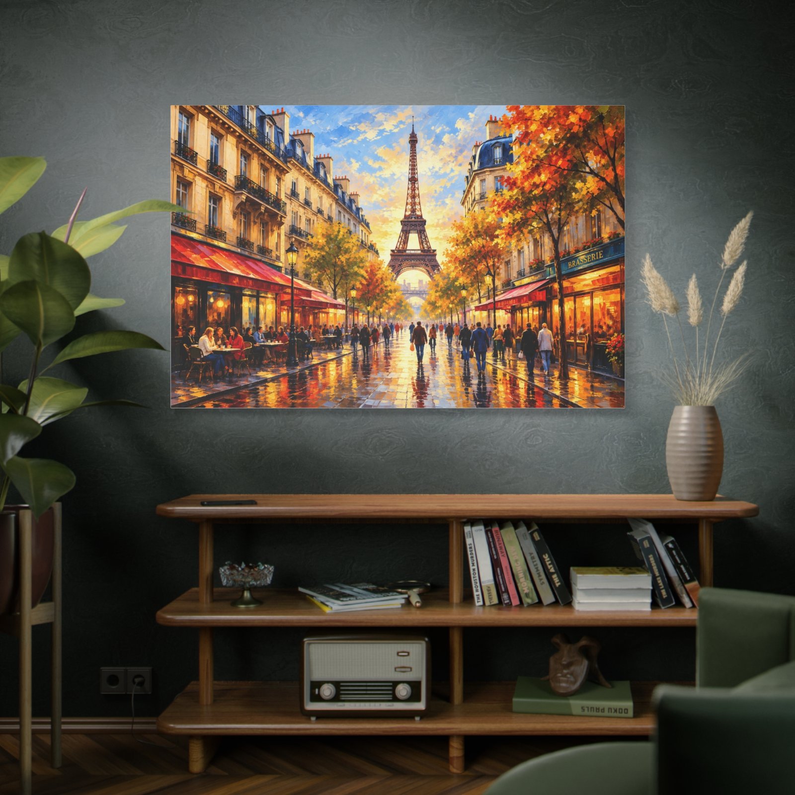 Eiffel Tower Paris Street Scene Matte Canvas Wall Art, Stretched - Image 5