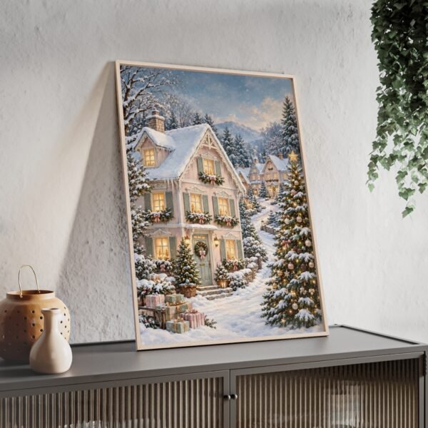 Framed Winter Cottage Christmas Poster - Image 2